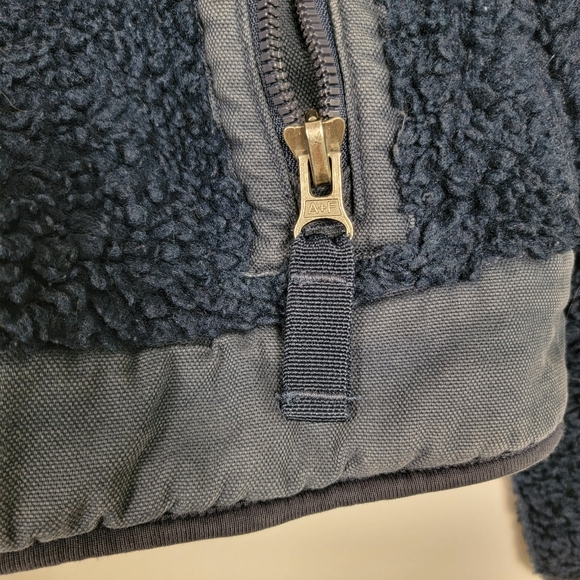 Y2K Abercrombie & Fitch Vintage Navy Green Deep Pile Fleece Jacket Coat Small - Picture 4 of 10